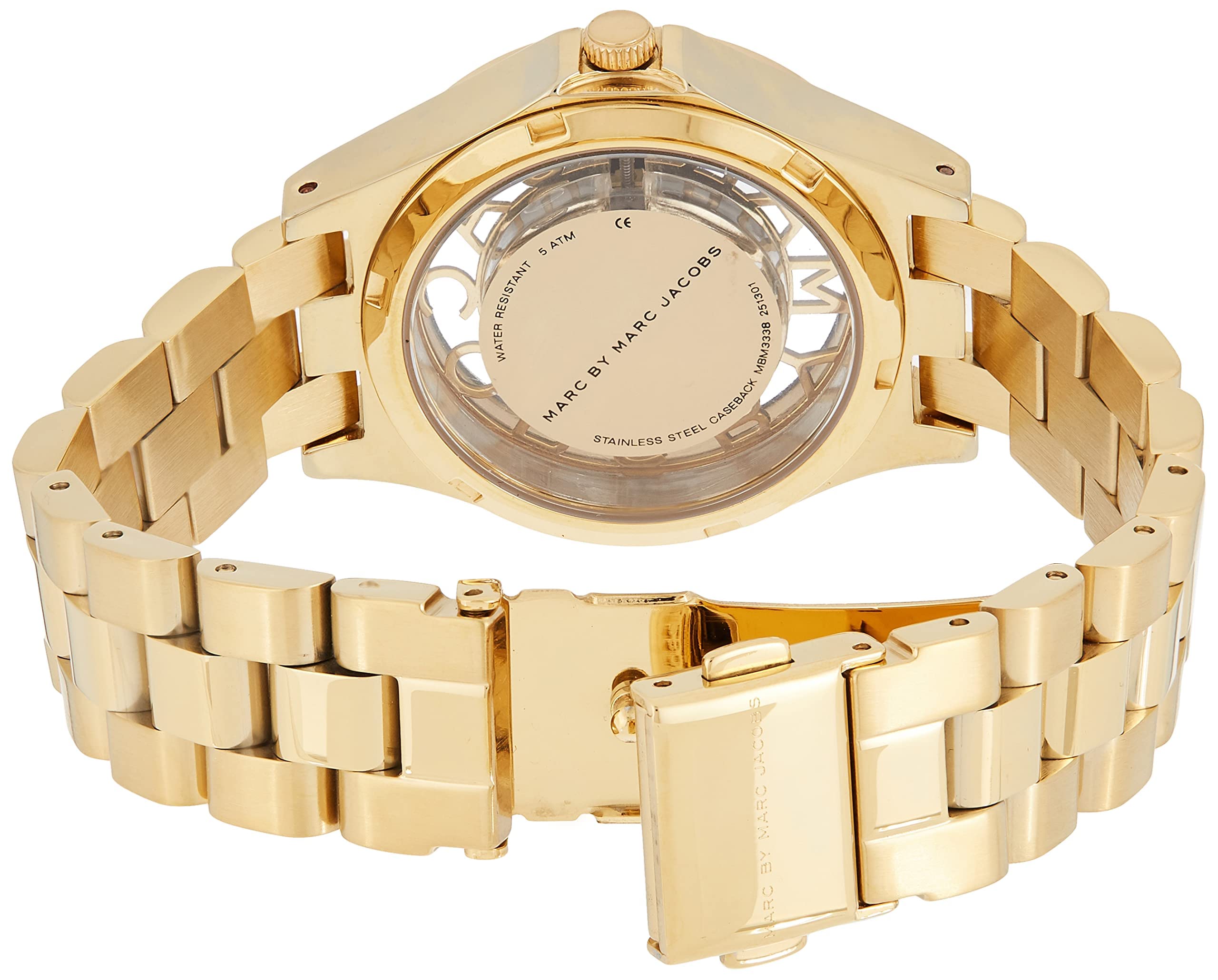  Shop Authentic Marc Jacobs Henry Transparent Gold Dial Gold Steel Strap Watch for Women - MBM3338 - Luxxuri