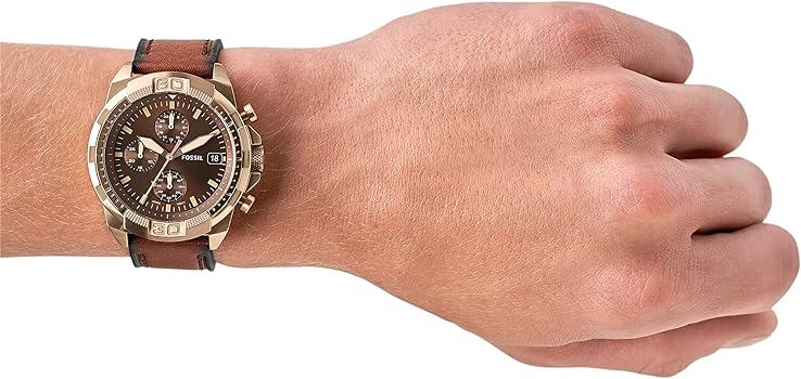  Shop Authentic Fossil Bronson Chronograph Brown Dial Brown Leather Strap Watch for Men - FS5857 - Luxxuri