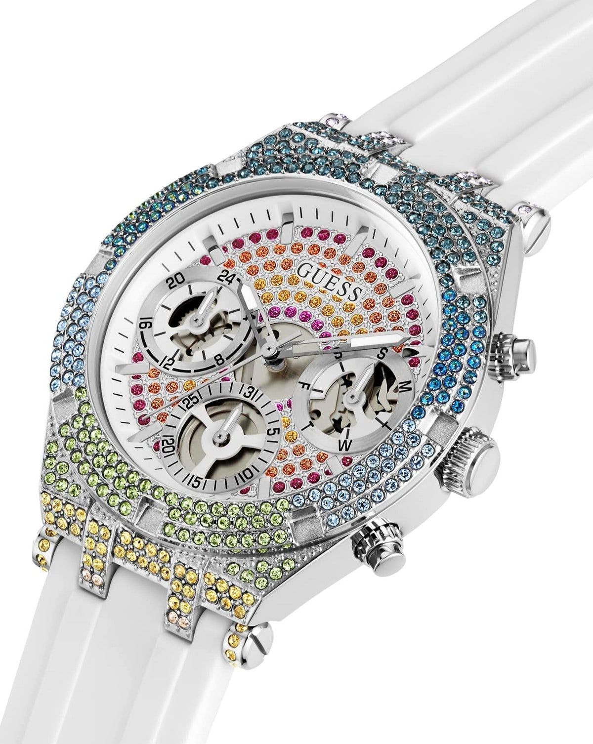  Shop Authentic Guess Glitz Pride Limited Edition White Dial White Rubber Strap Watch for Women - GW0407L4 - Luxxuri