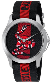  Shop Authentic Gucci Le Marche Des Merveilles Blue Red Dial Blue Red Nylon Strap Unisex Watch - YA126493 - Luxxuri