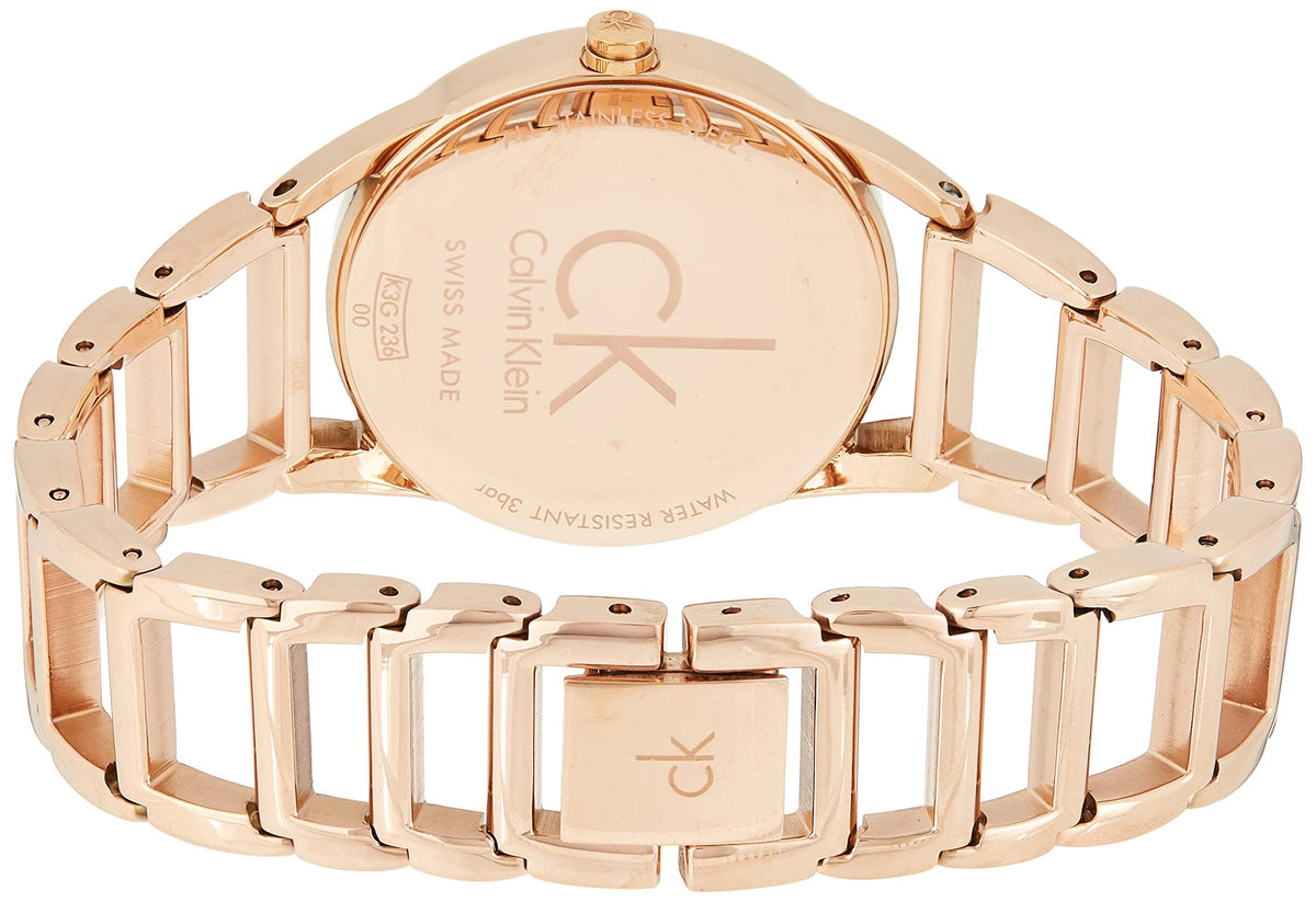  Shop Authentic Calvin Klein Stately White Dial Rose Gold Steel Strap Watch for Women - K3G23626 - Luxxuri