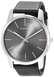  Shop Authentic Calvin Klein City Grey Dial Black Leather Strap Watch For Men - K2G21107 - Luxxuri