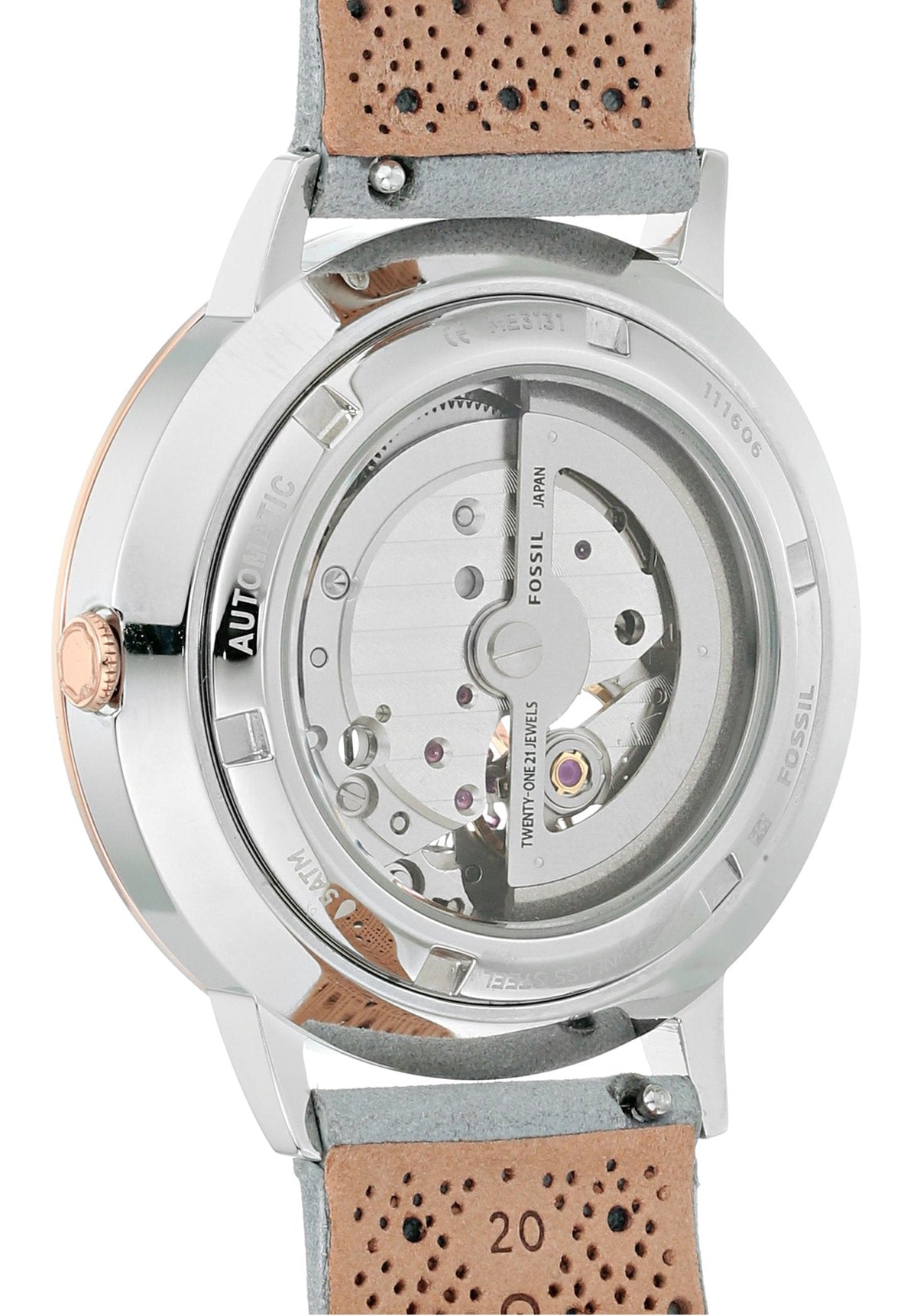  Shop Authentic Fossil Vintage Muse Automatic Skeleton White Dial Grey Leather Strap Watch for Women - ME3131 - Luxxuri