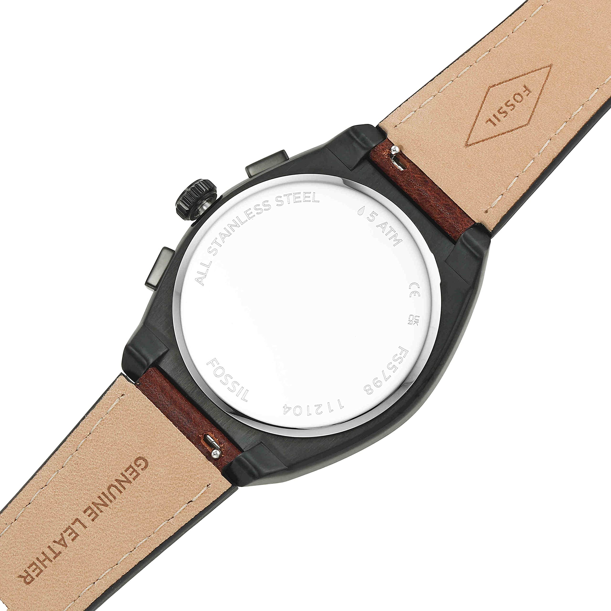  Shop Authentic Fossil Everett Chronograph Black Dial Brown Leather Strap Watch for Men - FS5798 - Luxxuri