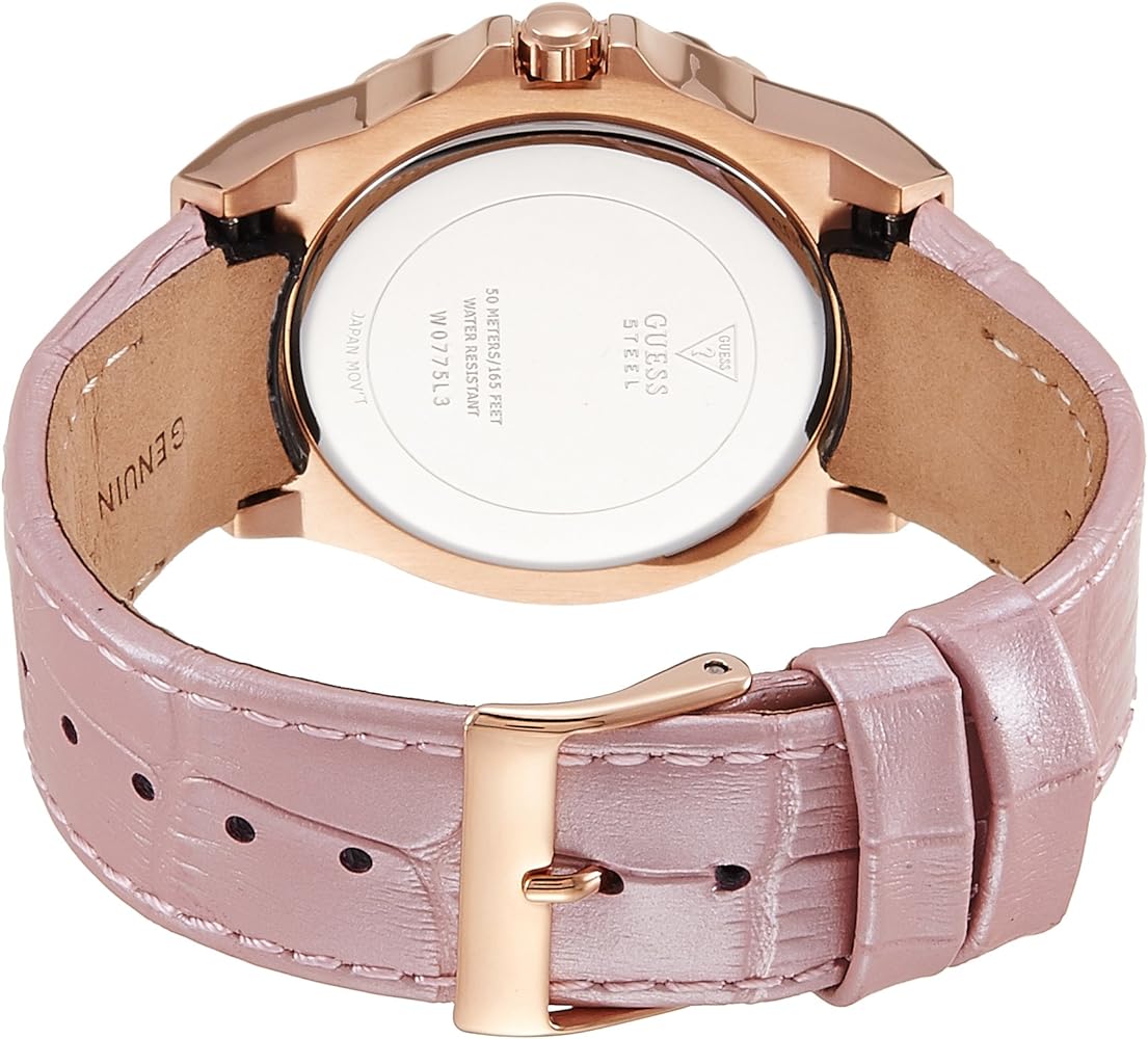  Shop Authentic Guess Limelight Quartz Analog White Dial Pink Leather Strap Watch For Women - W0775l3 - Luxxuri
