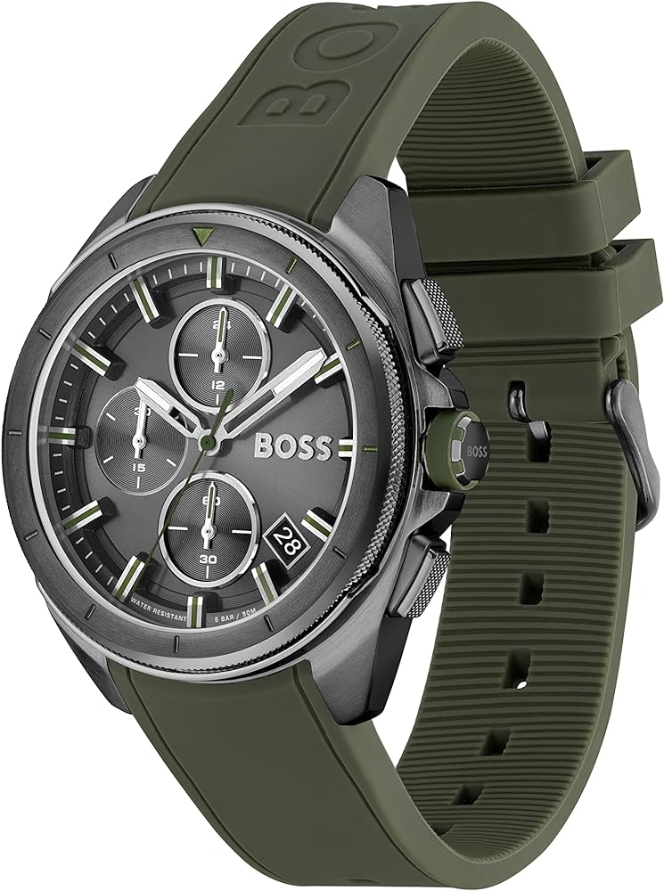  Shop Authentic Hugo Boss Volane Chronograph Grey Dial Green Rubber Strap Watch For Men - 1513952 - Luxxuri