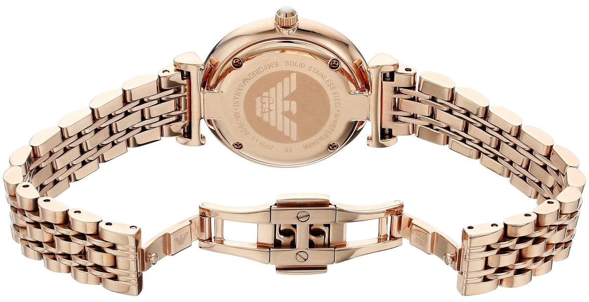  Shop Authentic Emporio Armani Gianni T Bar Mother of Pearl Rose Gold Stainless Steel Strap Watch For Women - AR1909 - Luxxuri