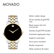  Shop Authentic Movado Museum Classic Black Dial Two Tone Steel Strap Watch for Men - 0607200 - Luxxuri