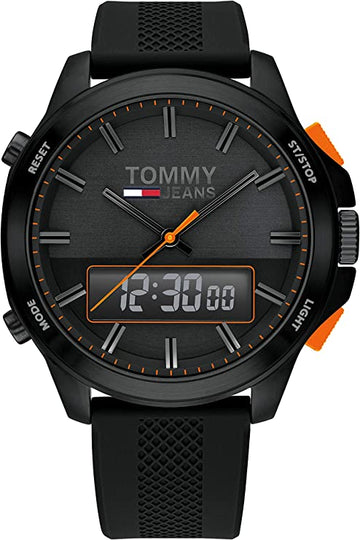  Shop Authentic Tommy Hilfiger Jeans Analog Black Dial Black Silicone Strap Watch For Men - 1791763 - Luxxuri