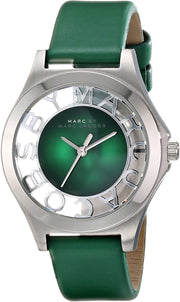  Shop Authentic Marc Jacobs Henry Skeleton Green Dial Green Leather Strap Watch for Women - MBM1336 - Luxxuri