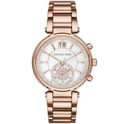  Shop Authentic Michael Kors Sawyer Mother of Pearl White Dial Rose Gold Steel Strap Watch for Women - MK6282 - Luxxuri