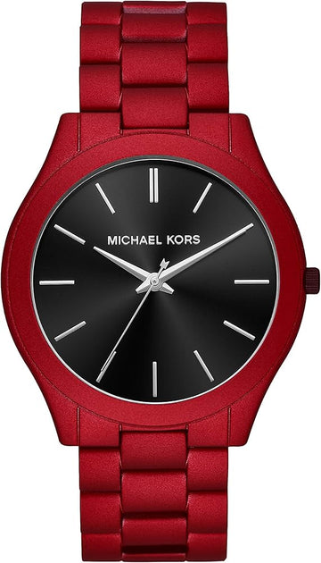  Shop Authentic Michael Kors Slim Runway Quartz Black Dial Red Steel Strap Watch for Men - MK8712 - Luxxuri