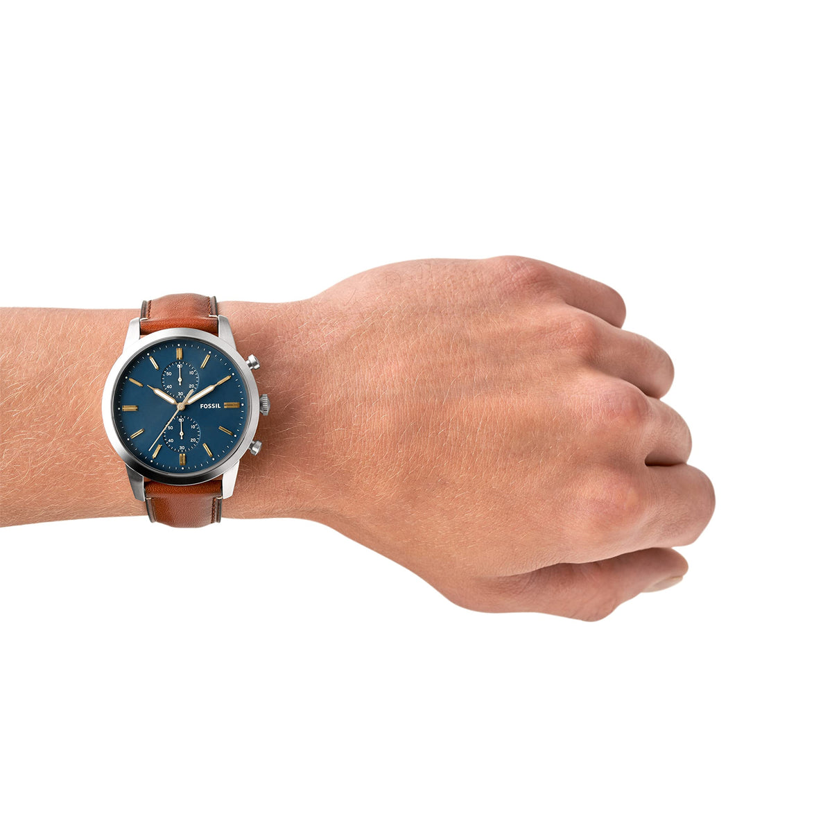  Shop Authentic Fossil Townsman Chronograph Blue Dial Brown Leather Strap Watch for Men - FS5279 - Luxxuri