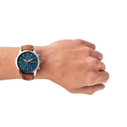  Shop Authentic Fossil Townsman Chronograph Blue Dial Brown Leather Strap Watch for Men - FS5279 - Luxxuri