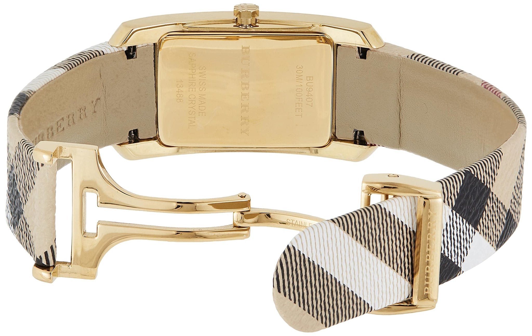  Shop Authentic Burberry Pioneer Champagne Dial Haymarket Beige Leather Strap Watch for Women - BU9407 - Luxxuri