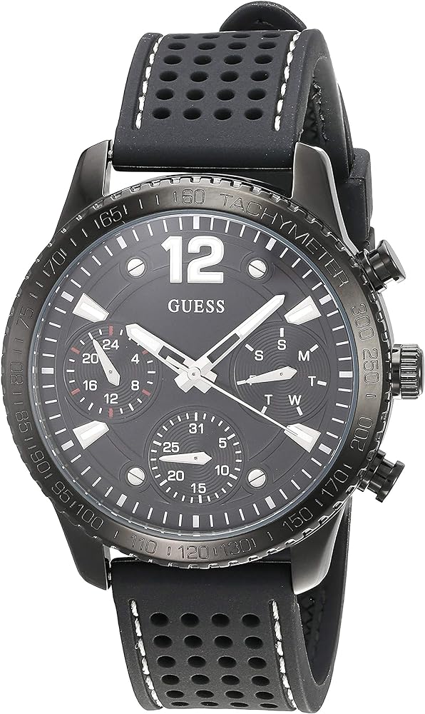  Shop Authentic Guess Marina Chronograph Black Dial Black Rubber Strap Watch for Women - W1025L3 - Luxxuri