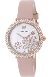  Shop Authentic Swarovski Crystal Frost White Dial Pink Leather Strap Watch for Women - 5519223 - Luxxuri