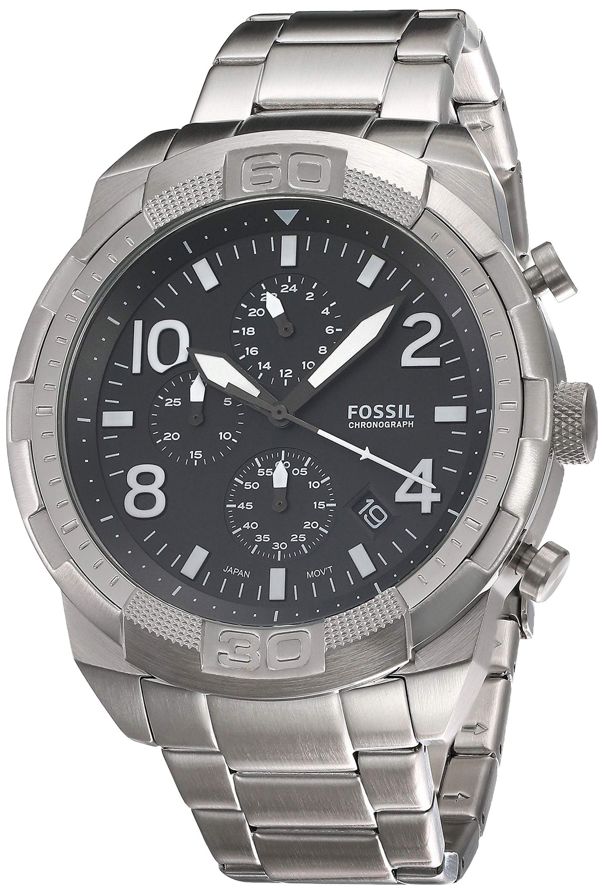  Shop Authentic Fossil Bronson Chronograph Black Dial Silver Steel Strap Watch for Men - FS5710 - Luxxuri