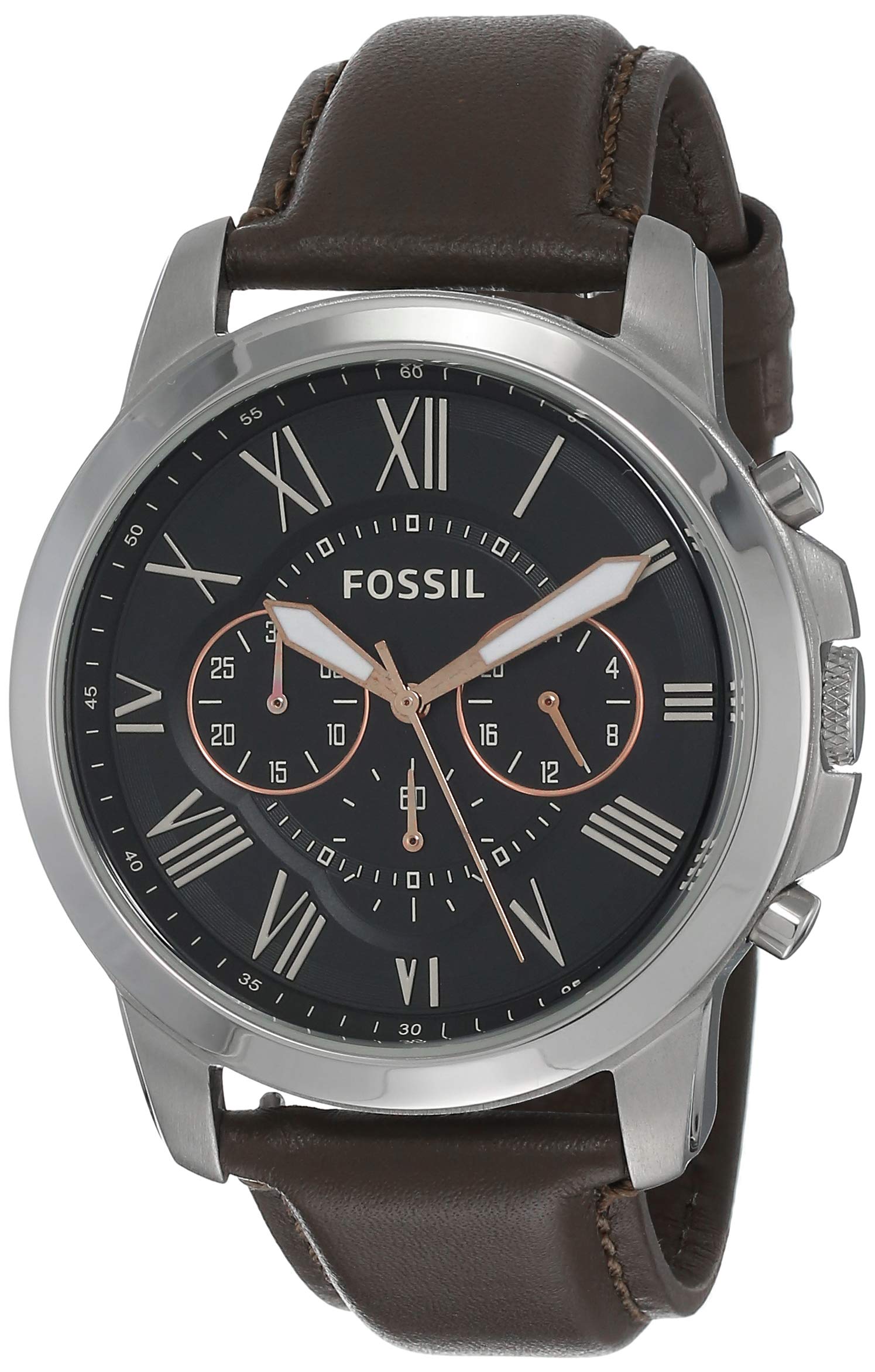  Shop Authentic Fossil Grant Chronograph Black Dial Brown Leather Strap Watch for Men - FS4813 - Luxxuri