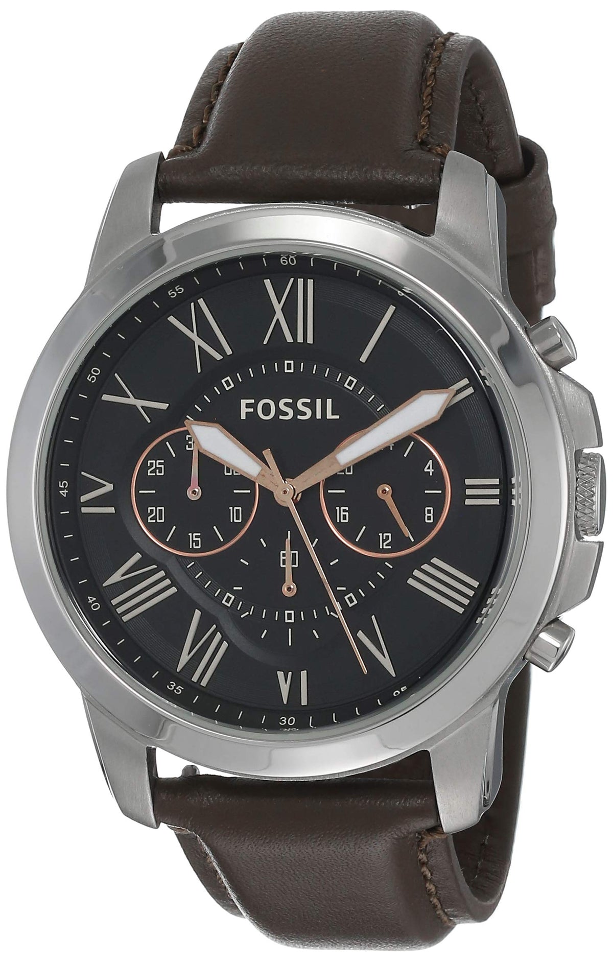  Shop Authentic Fossil Grant Chronograph Black Dial Brown Leather Strap Watch for Men - FS4813 - Luxxuri