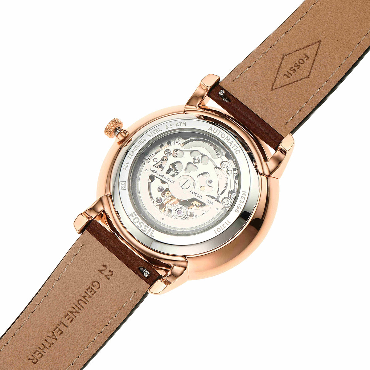  Shop Authentic Fossil Neutra Automatic Skeleton Black Dial Brown Leather Strap Watch for Men - ME3195 - Luxxuri
