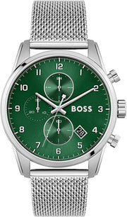  Shop Authentic Hugo Boss Skymaster Green Dial Silver Mesh Bracelet Watch for Men - 1513938 - Luxxuri