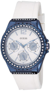 Shop Authentic Guess Starlight Diamonds Silver Dial White Rubber Strap Watch for Women - W0846L7 - Luxxuri