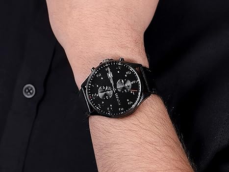 Shop Authentic Tommy Hilfiger West Chronograph Black Dial Black Leather Strap Watch For Men - 1791711 - Luxxuri