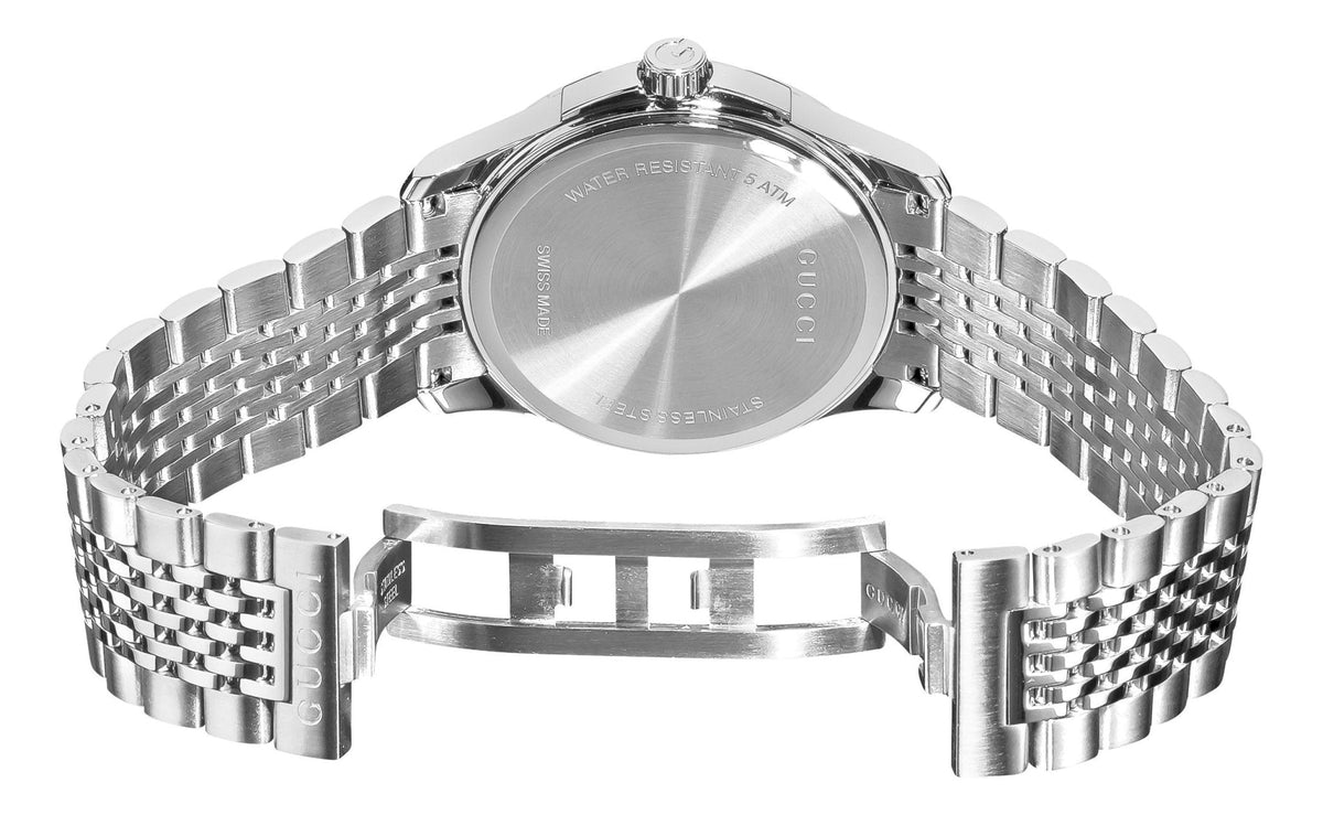  Shop Authentic Gucci G Timeless Diamonds Silver Dial Silver Steel Strap Watch For Men - YA126407 - Luxxuri