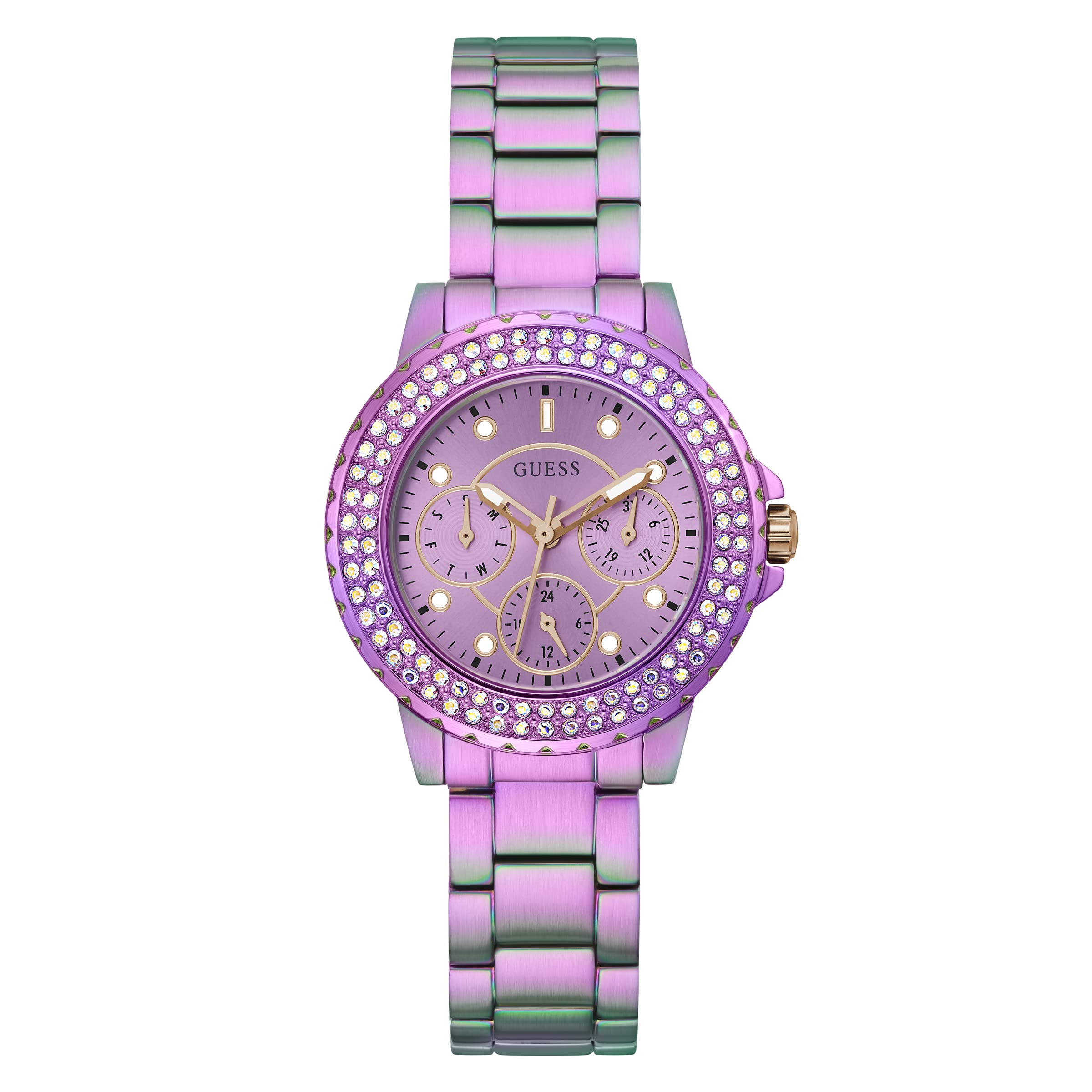  Shop Authentic Guess Crown Jewel Diamonds Purple Dial Purple Steel Strap Watch for Women - GW0410L4 - Luxxuri