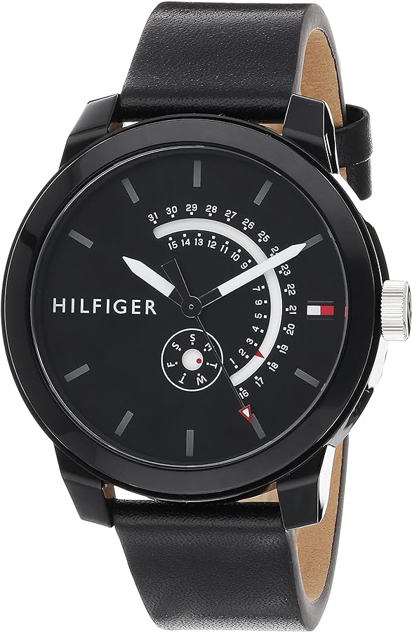  Shop Authentic Tommy Hilfiger Denim Quartz Black Dial Black Leather Strap Watch for Men - 1791479 - Luxxuri