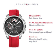  Shop Authentic Tommy Hilfiger Decker Quartz Black Dial Red Rubber Strap Watch for Men - 1791351 - Luxxuri