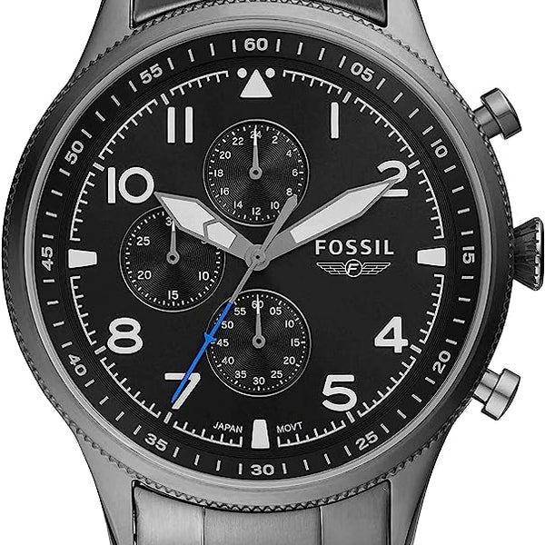  Shop Authentic Fossil Retro Pilot Chronograph Black Dial Grey Steel Strap Watch for Men - FS5834 - Luxxuri
