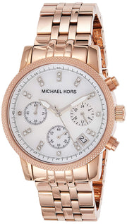  Shop Authentic Michael Kors Damen White Dial Rose Gold Steel Strap Watch for Women - MK5026 - Luxxuri