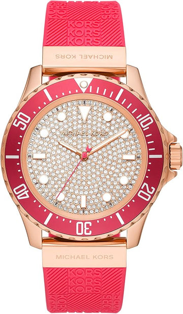  Shop Authentic Michael Kors Everest Analog Rose Gold Dial Pink Silicone Strap Watch For Women - MK7359 - Luxxuri