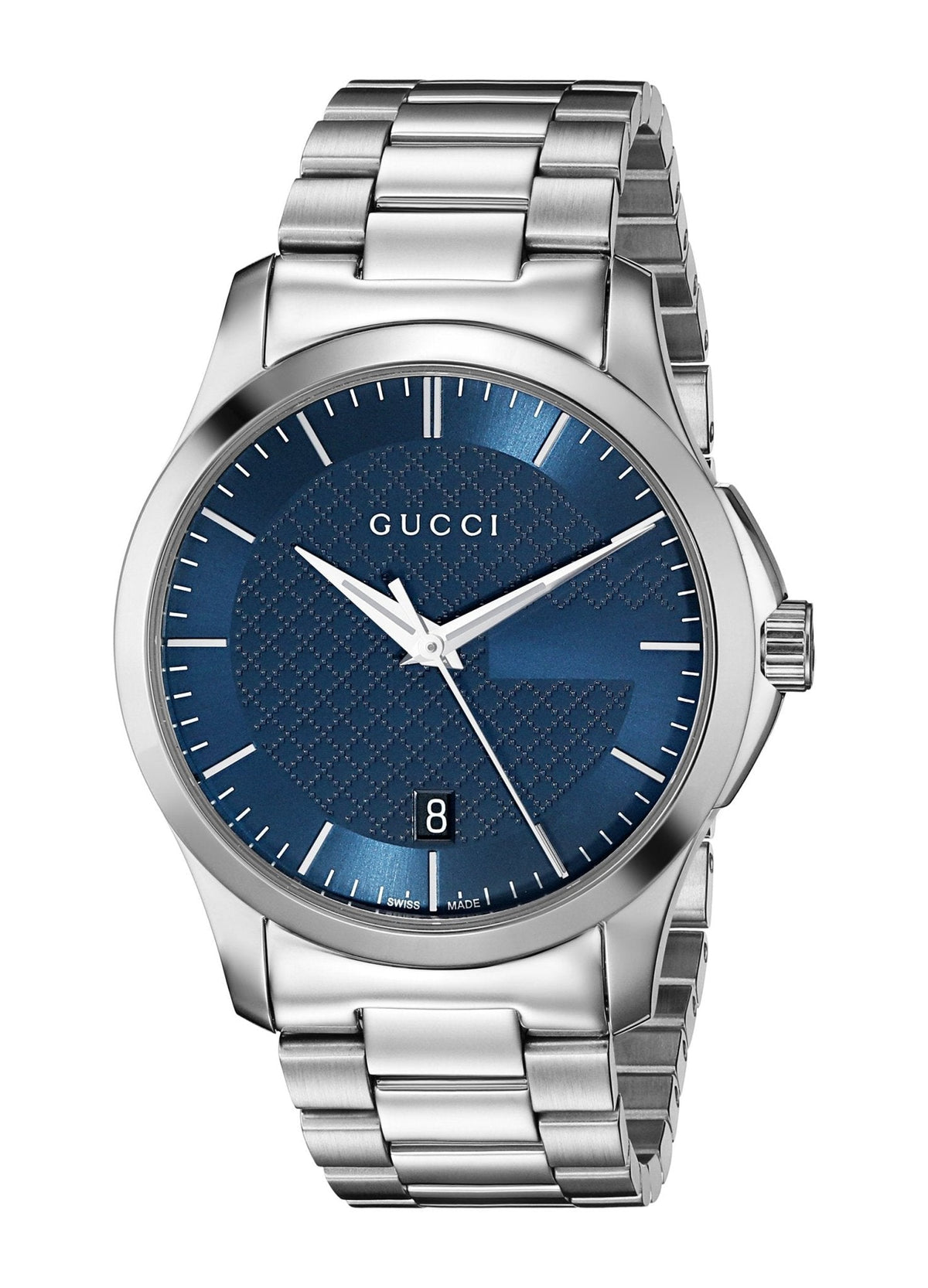  Shop Authentic Gucci G Timeless Blue Dial Silver Steel Strap Watch For Men - YA126440 - Luxxuri