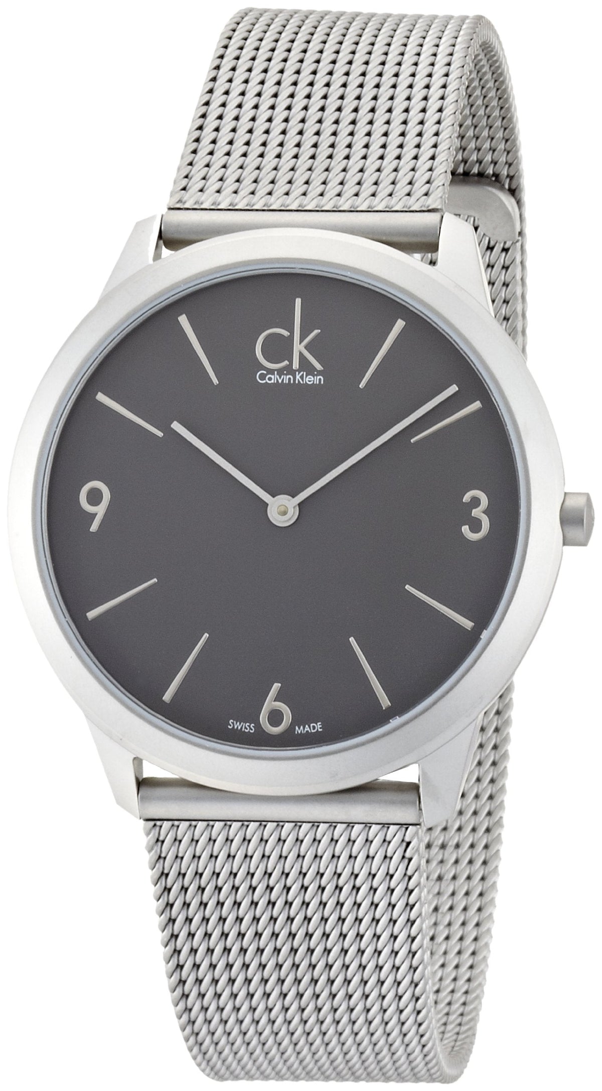  Shop Authentic Calvin Klein Minimal Grey Dial Silver Mesh Bracelet Watch for Men - K3M51154 - Luxxuri