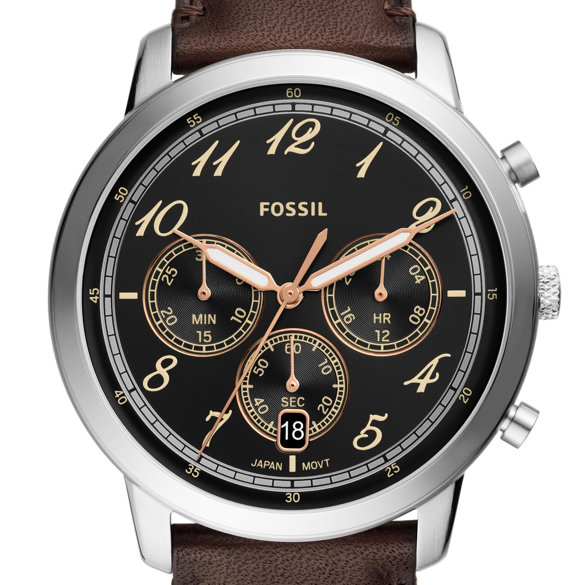  Shop Authentic Fossil Neutra Chronograph Black Dial Brown Leather Strap Watch for Men - FS6024 - Luxxuri