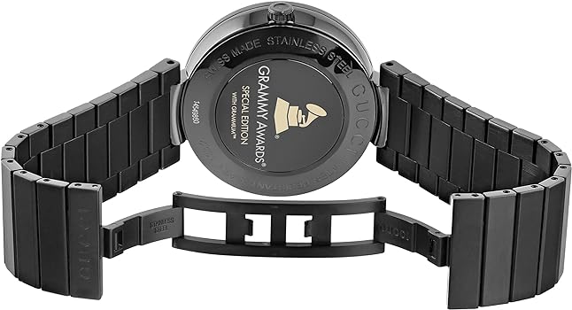  Shop Authentic Gucci Interlocking Grammy XL Gold Dial Black Steel Strap Watch for Men - YA133209 - Luxxuri