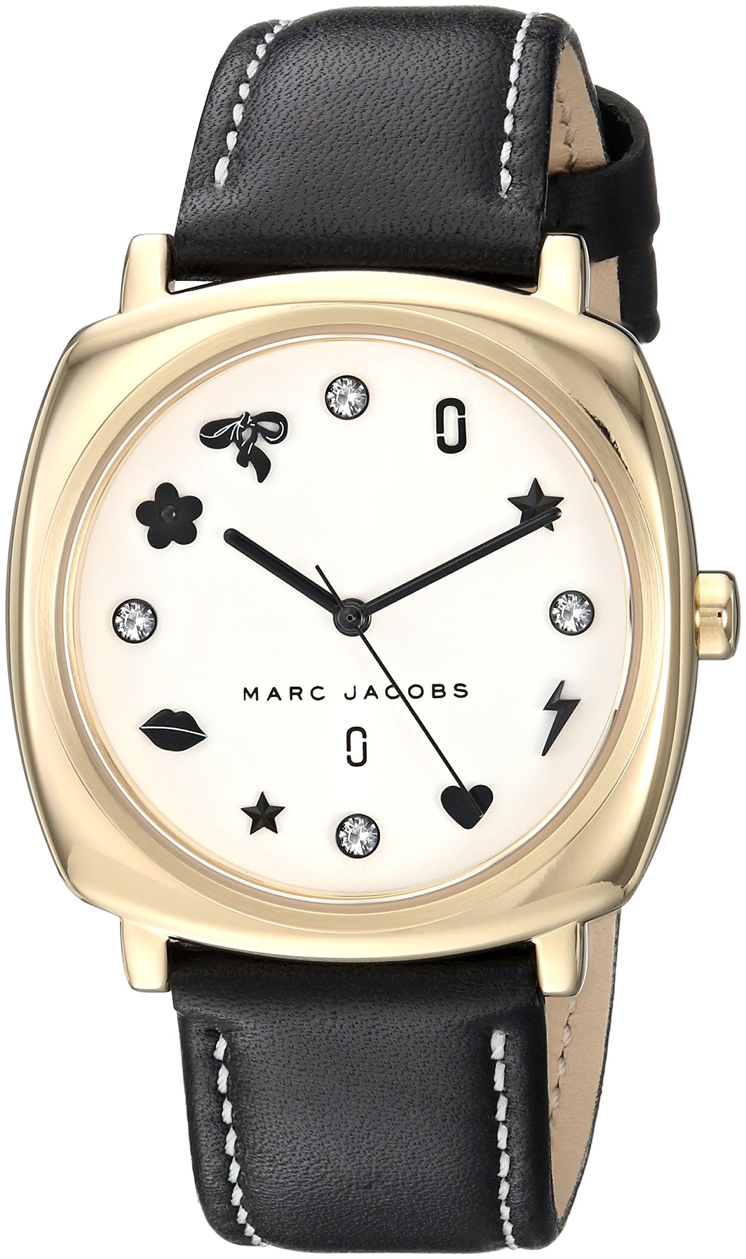  Shop Authentic Marc Jacobs Mandy White Dial Black Leather Strap Watch for Women - MJ1564 - Luxxuri