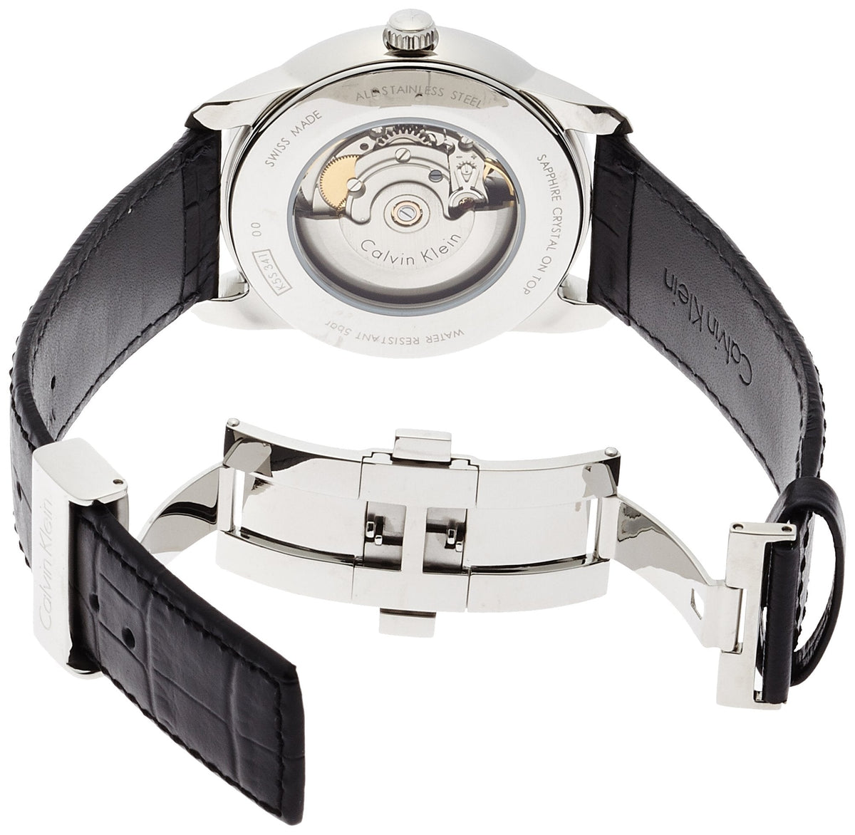  Shop Authentic Calvin Klein Infinity Automatic Black Dial Black Leather Strap Watch for Men - K5S341C1 - Luxxuri