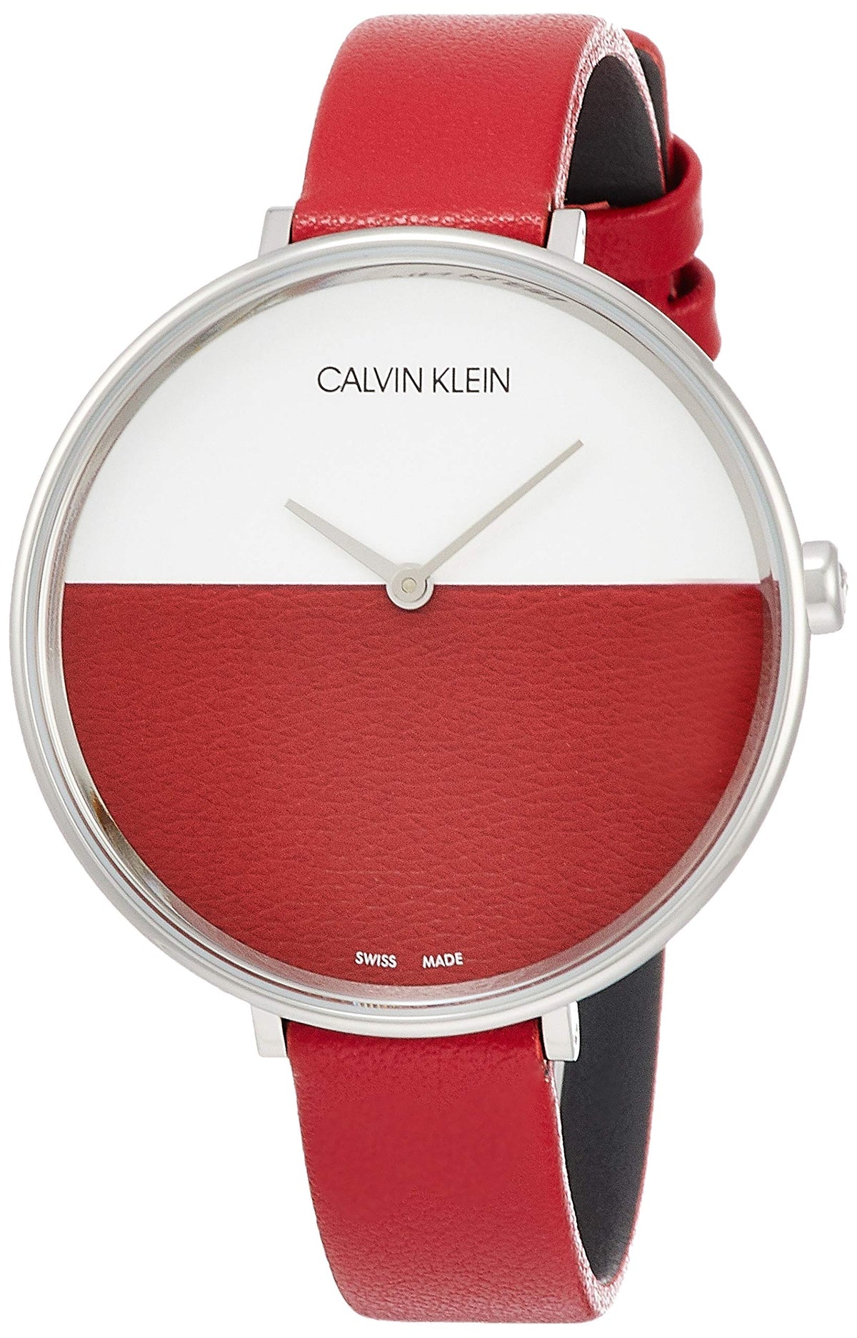  Shop Authentic Calvin Klein Rise Yellow Red Dial Red Leather Strap Watch for Women - K7A231UP - Luxxuri