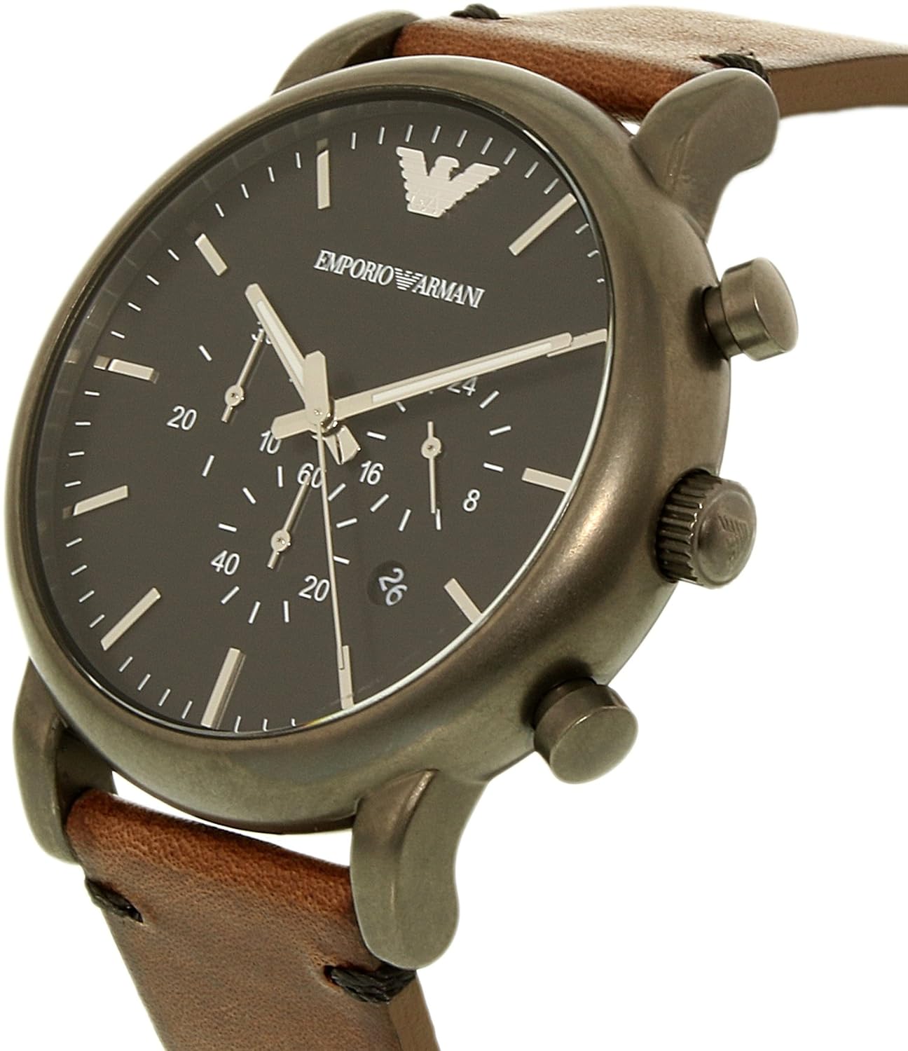  Shop Authentic Emporio Armani Classic Chronograph Black Dial Brown Leather Strap Watch For Men - AR1919 - Luxxuri