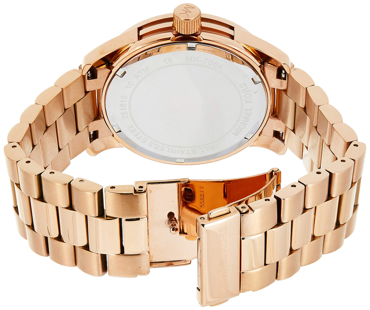  Shop Authentic Michael Kors Runway Blue Dial Rose Gold Stainless Steel Strap Watch for Women - MK7065 - Luxxuri