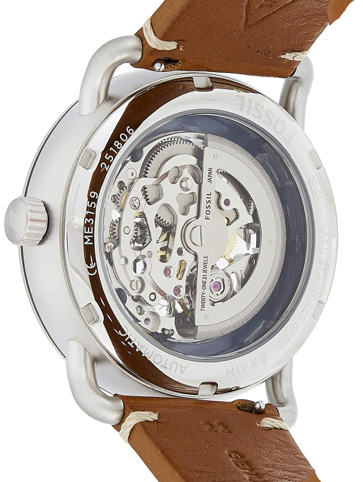  Shop Authentic Fossil Commuter Automatic Skeleton Blue Dial Brown Leather Strap Watch for Men - ME3159 - Luxxuri