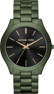  Shop Authentic Michael Kors Slim Runway Quartz Black Dial Green Steel Strap Watch For Men - MK8715 - Luxxuri
