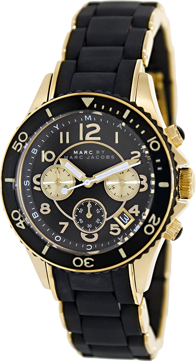  Shop Authentic Marc Jacobs Rock Chronograph Black Dial Black Silicone Strap Watch for Women - MBM2598 - Luxxuri