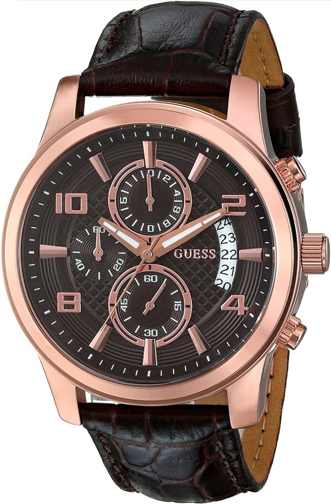  Shop Authentic Guess Exec Chronograph Brown Dial Brown Leather Strap Watch For Men - W0076G4 - Luxxuri