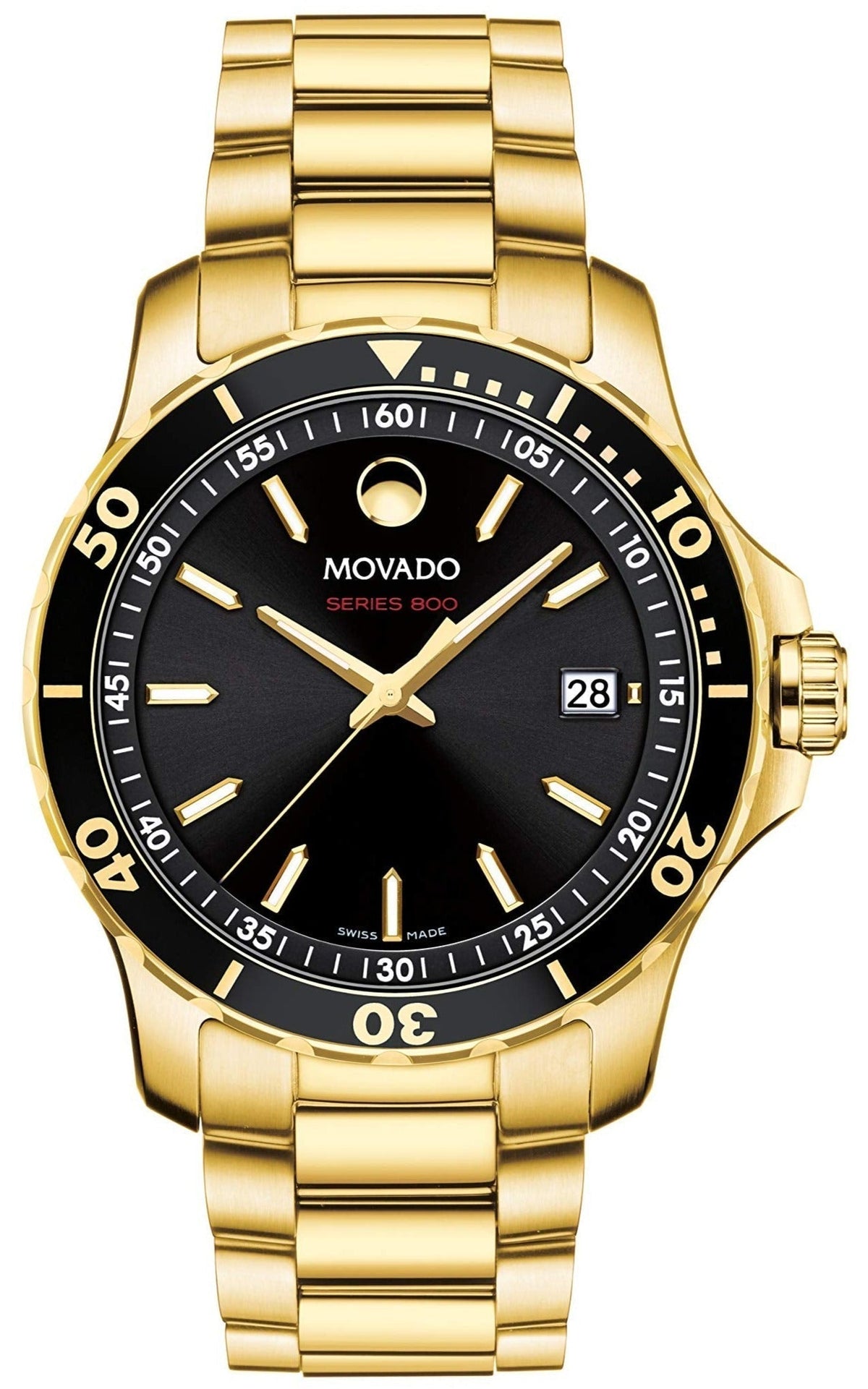  Shop Authentic Movado Series 800 Black Dial Gold Steel Strap Watch For Men - 2600145 - Luxxuri