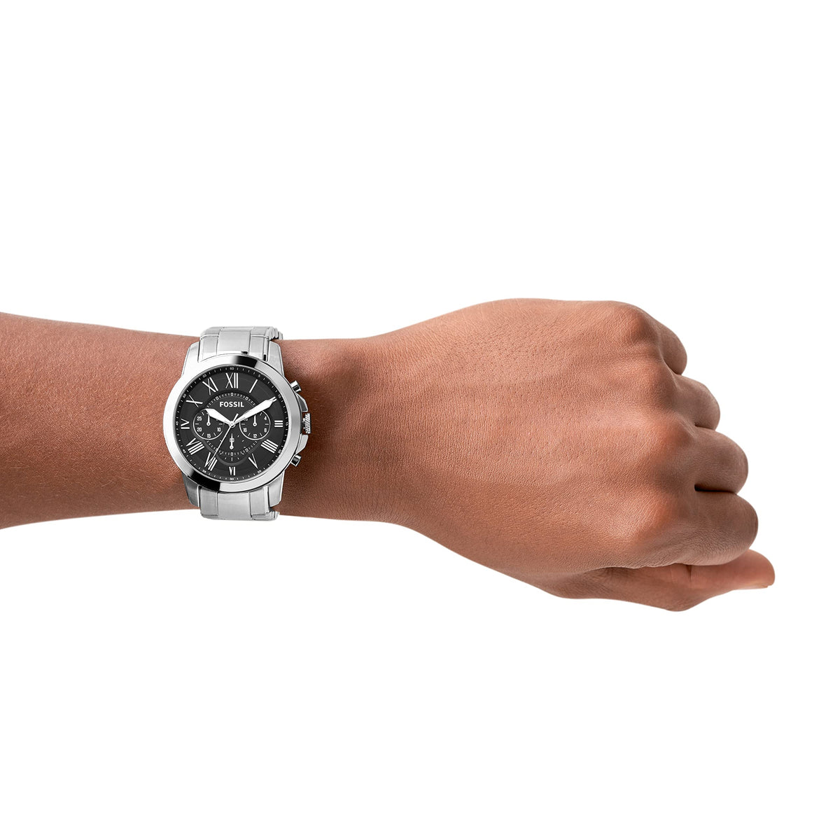  Shop Authentic Fossil Grant Chronograph Black Dial Silver Steel Strap Watch for Men - FS4736 - Luxxuri